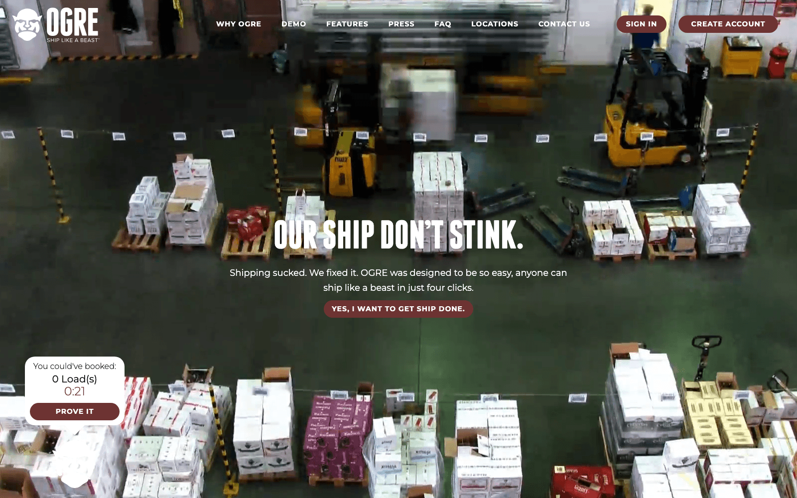 The product front — explain the offer and capture shippers without touching the ops stack.